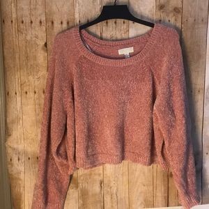 Plus size pink crop top sweater